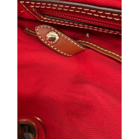 Dooney & Bourke Suede Drawstring Bucket Bag Orange Rust Tassel Leather Vintage - Picture 8 of 14